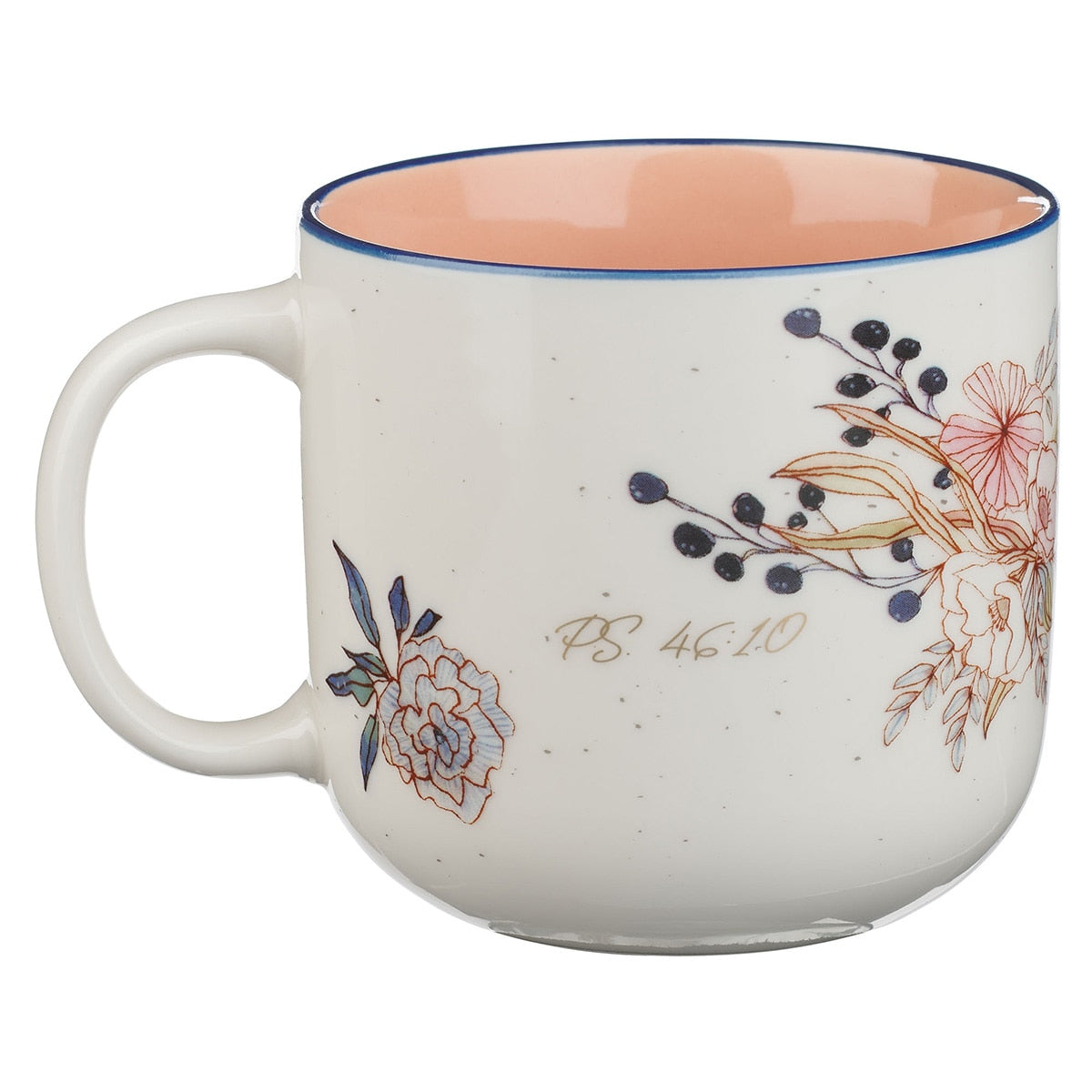 Be Still and Know Peach Blossom Ceramic Coffee Mug - Psalm 46:10