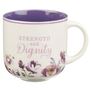 Strength and Dignity Purple Rose Ceramic Coffee Mug - Proverbs 31:25