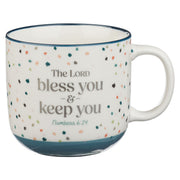 Bless You and Keep You Blue Confetti Ceramic Coffee Mug - Num 4:26