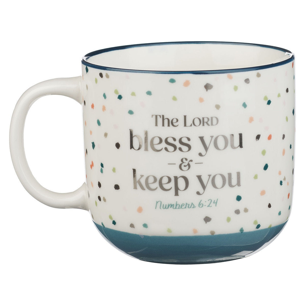 Bless You and Keep You Blue Confetti Ceramic Coffee Mug - Num 4:26
