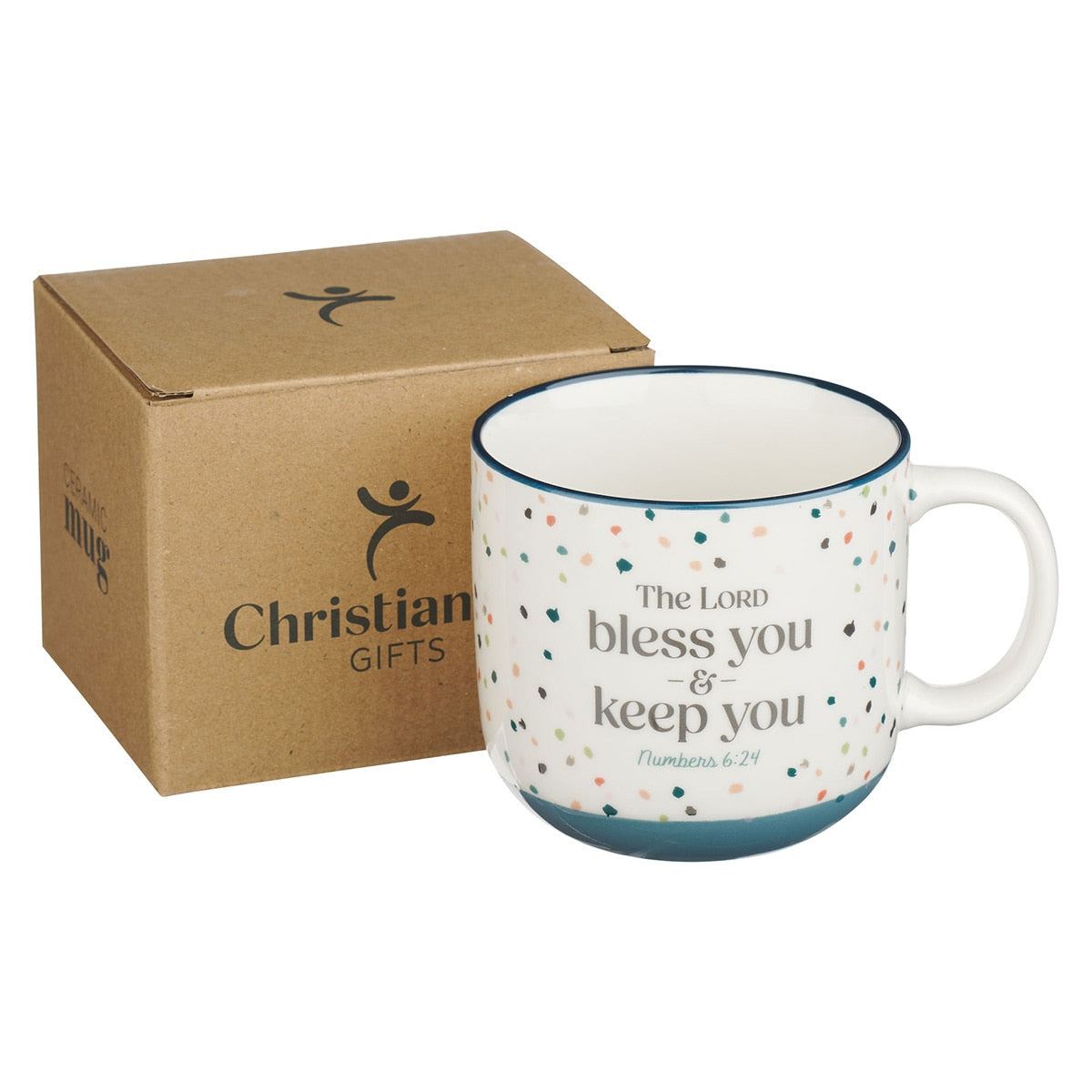 Bless You and Keep You Blue Confetti Ceramic Coffee Mug - Num 4:26