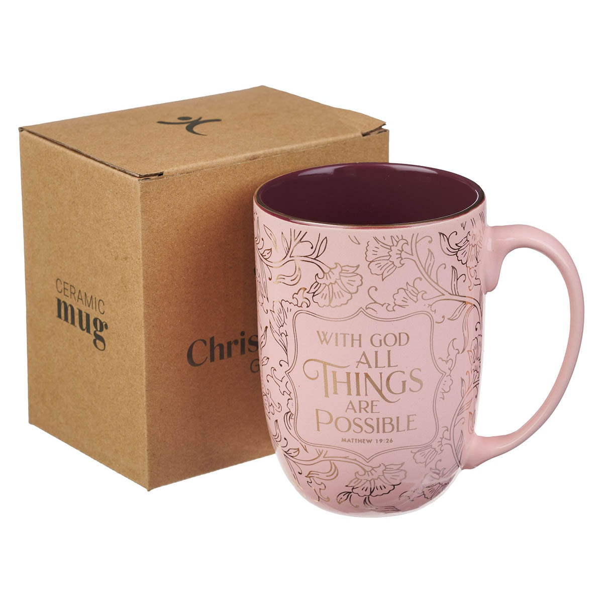 All Things Are Possible Blush Ceramic Coffee Mug - Matthew 19:26