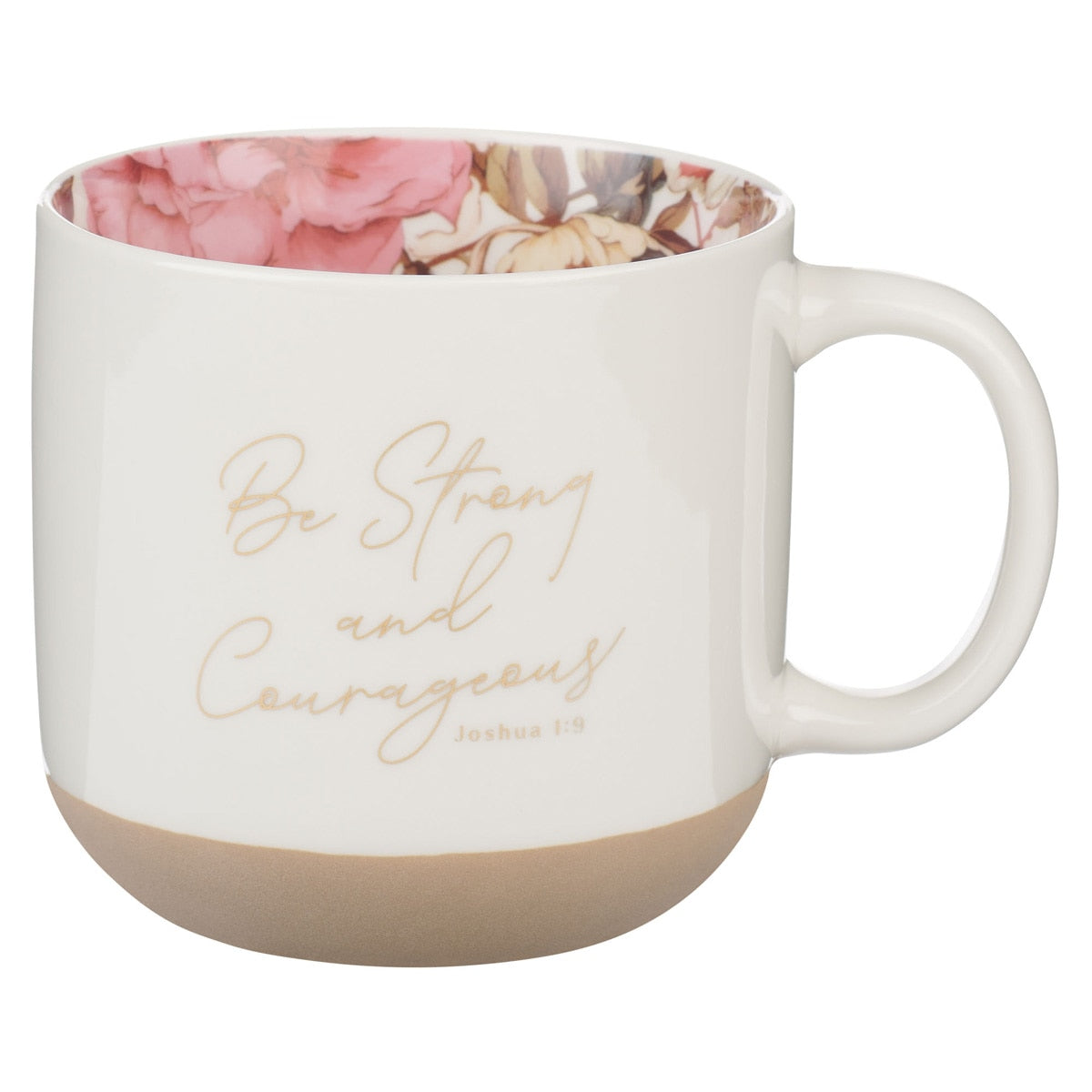 Be Strong and Courageous Pink Dahlia Ceramic Coffee Mug - Joshua 1:9