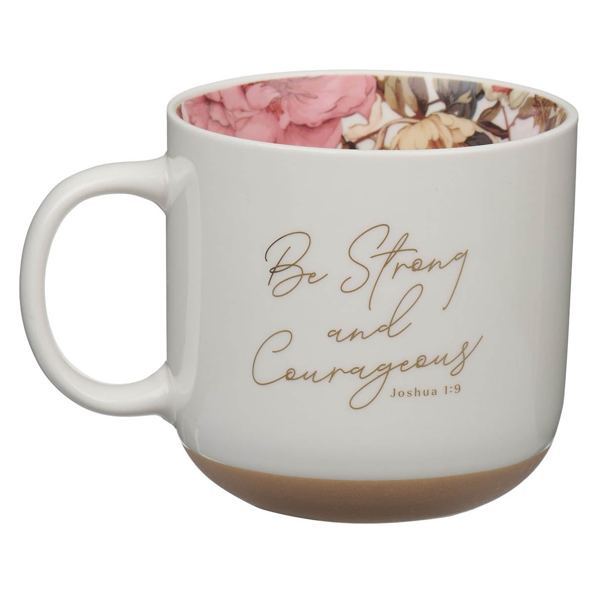 Be Strong and Courageous Pink Dahlia Ceramic Coffee Mug - Joshua 1:9