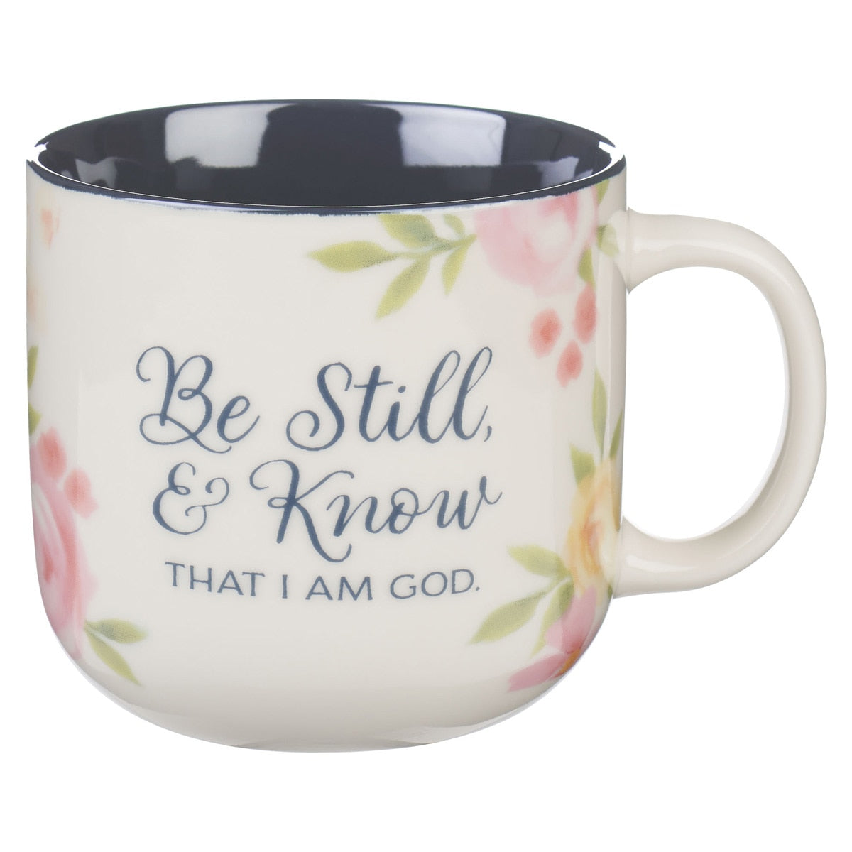 Be Still and Know Painted Peonies Ceramic Coffee Mug - Psalm 46:10