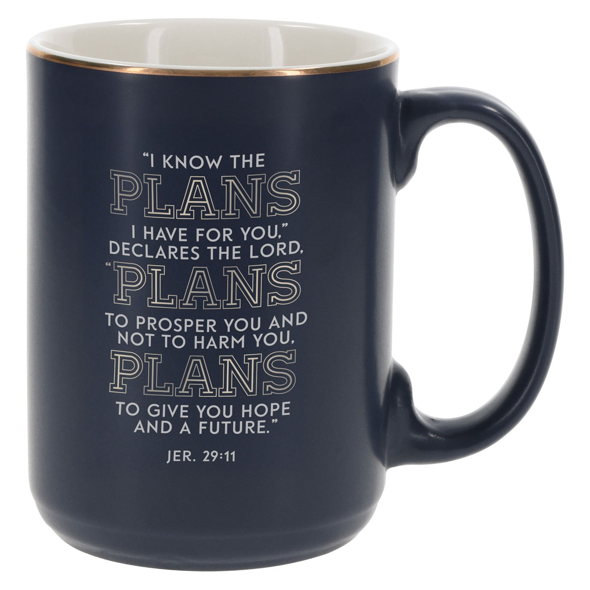 The Plans Modern Blue Grid Ceramic Coffee Mug - Jeremiah 29:11