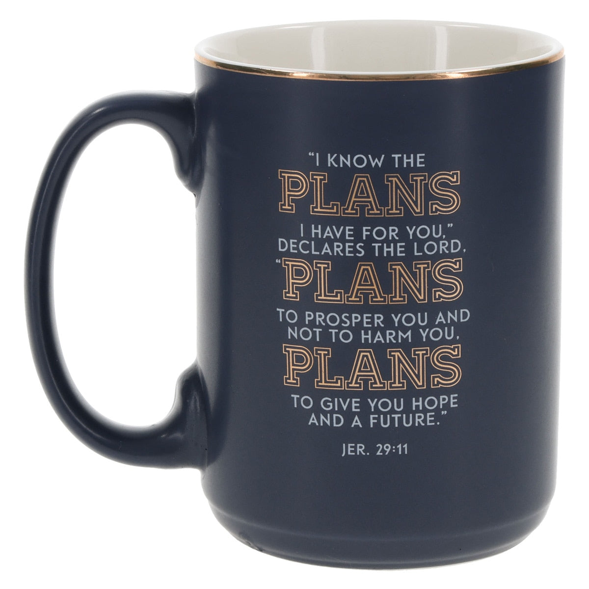 The Plans Modern Blue Grid Ceramic Coffee Mug - Jeremiah 29:11