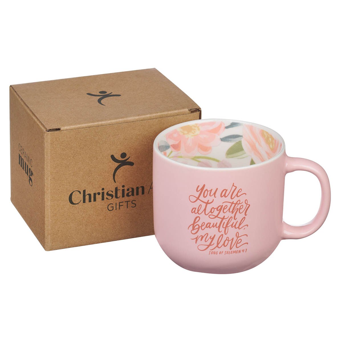 Altogether Beautiful Pink Floral Ceramic Coffee Mug – Song of Solomon 4:7