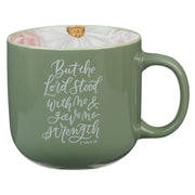 The Lord Stood with Me Sage Green Floral Ceramic Coffee Mug – 2 Timothy 4:17