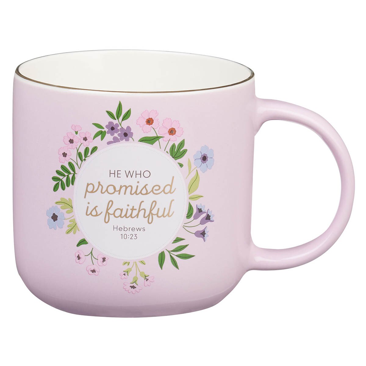 Faithful Promise Pink Floral Ceramic Coffee Mug - Hebrews 10:23