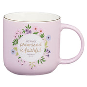 Faithful Promise Pink Floral Ceramic Coffee Mug - Hebrews 10:23