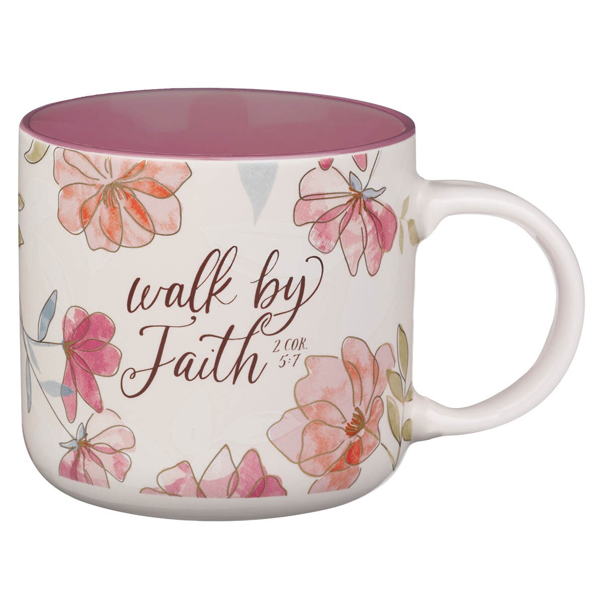 Walk by Faith Pink Cosmos Ceramic Mug - 2 Corinthians 5:7