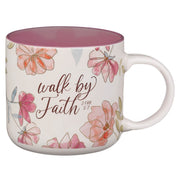 Walk by Faith Pink Cosmos Ceramic Mug - 2 Corinthians 5:7