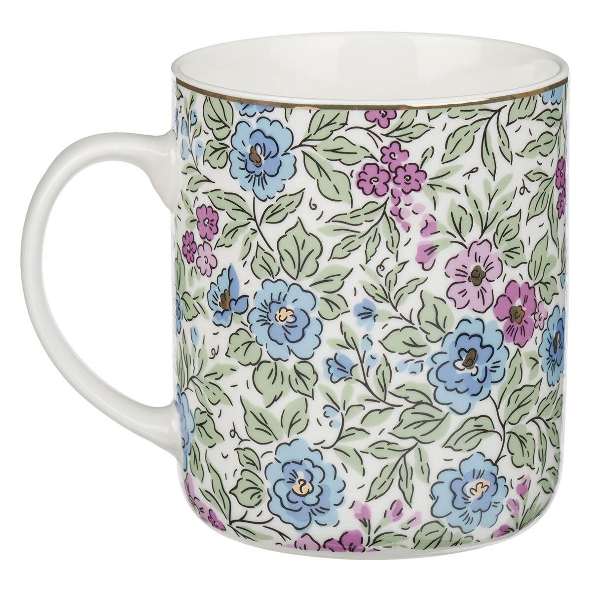 Be Still and Know Purple Trio Floral Ceramic Coffee Mug  - Psalm 46:10