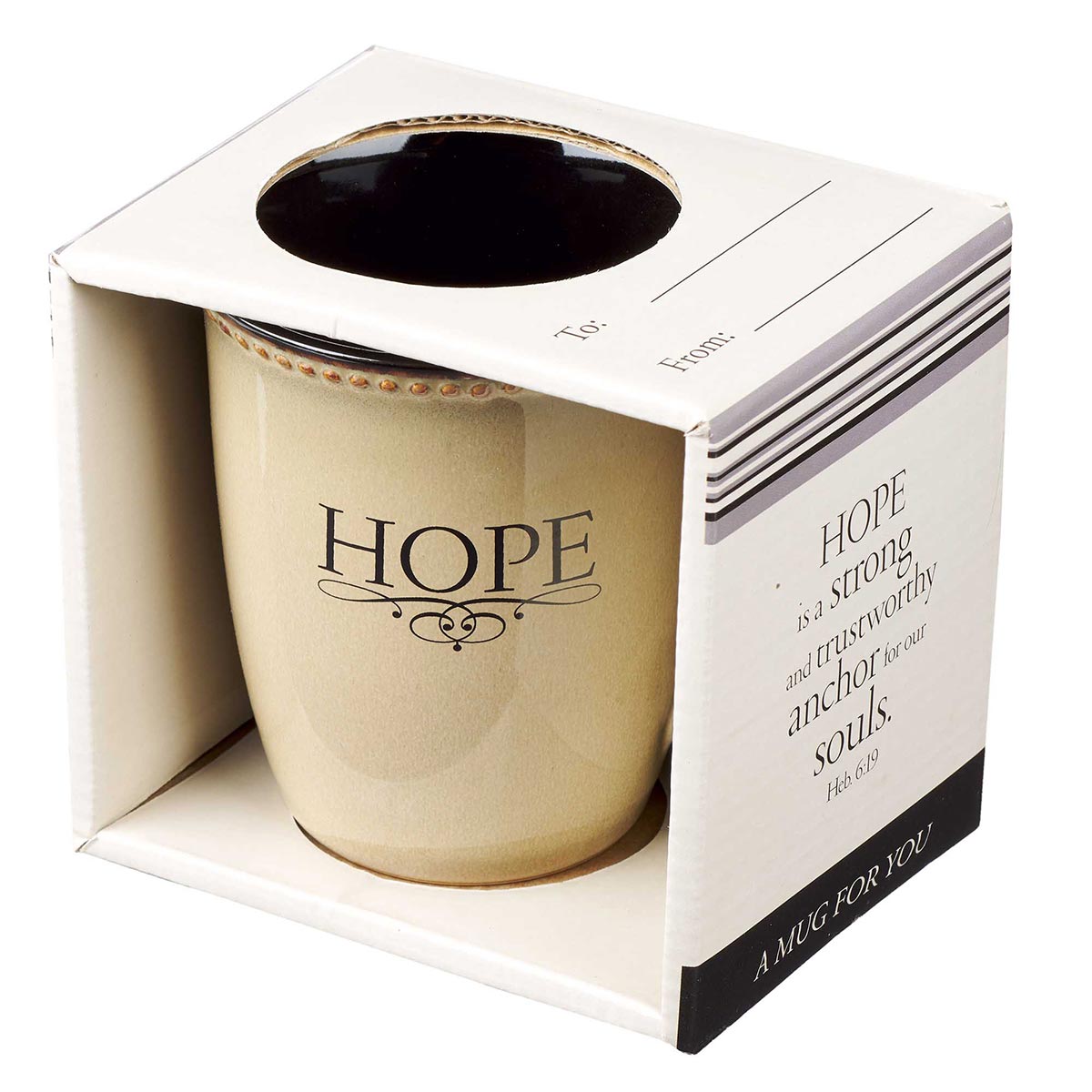 Hope Ivory Stoneware Coffee Mug  - Hebrews 6:19