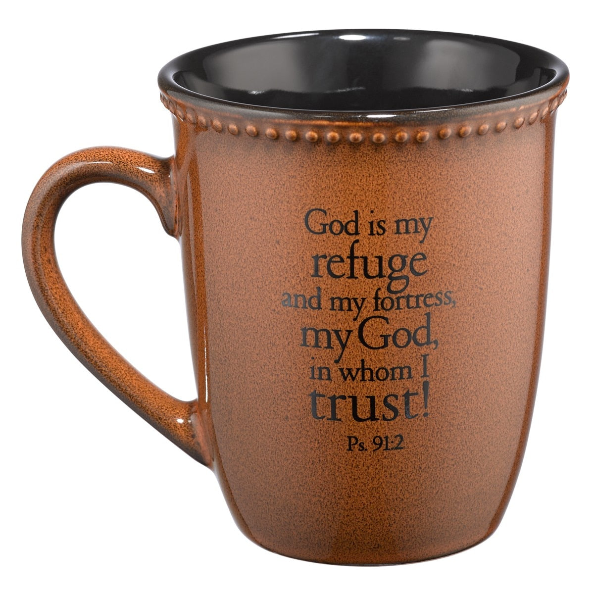 Trust Saddle Tan Stoneware Coffee Mug  -  Psalm 91:2