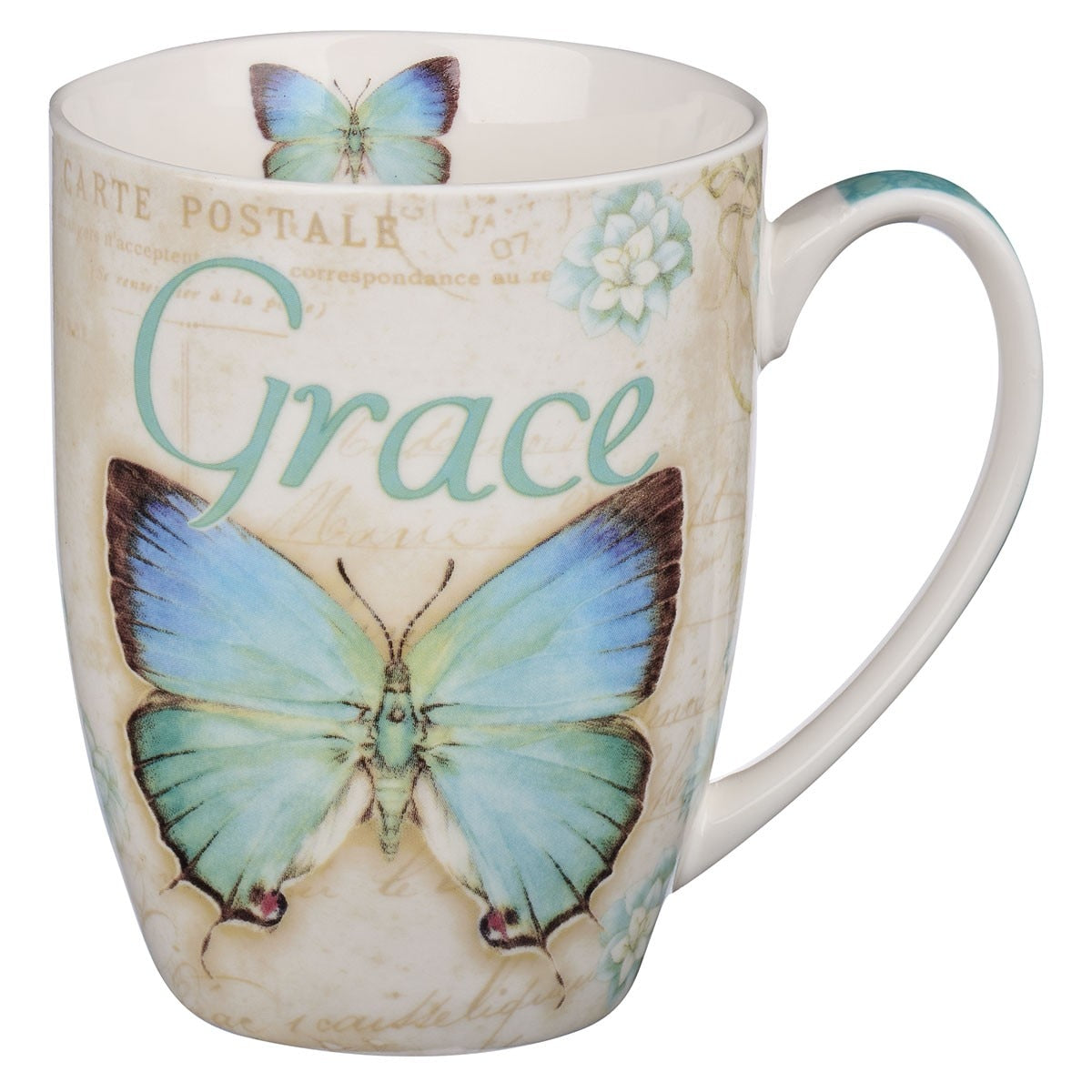 Grace Blue Butterfly Coffee Mug - Ephesians 2:8