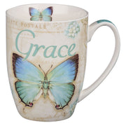 Grace Blue Butterfly Coffee Mug - Ephesians 2:8