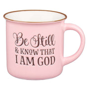 Be Still and Know Pink Camp-style Coffee Mug - Psalm 46:10