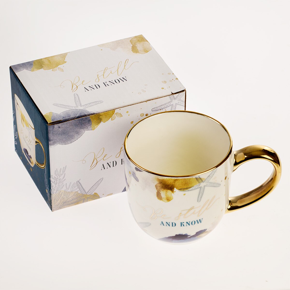 Be Still Watercolored Ocean Ceramic Mug  - Psalm 46:10