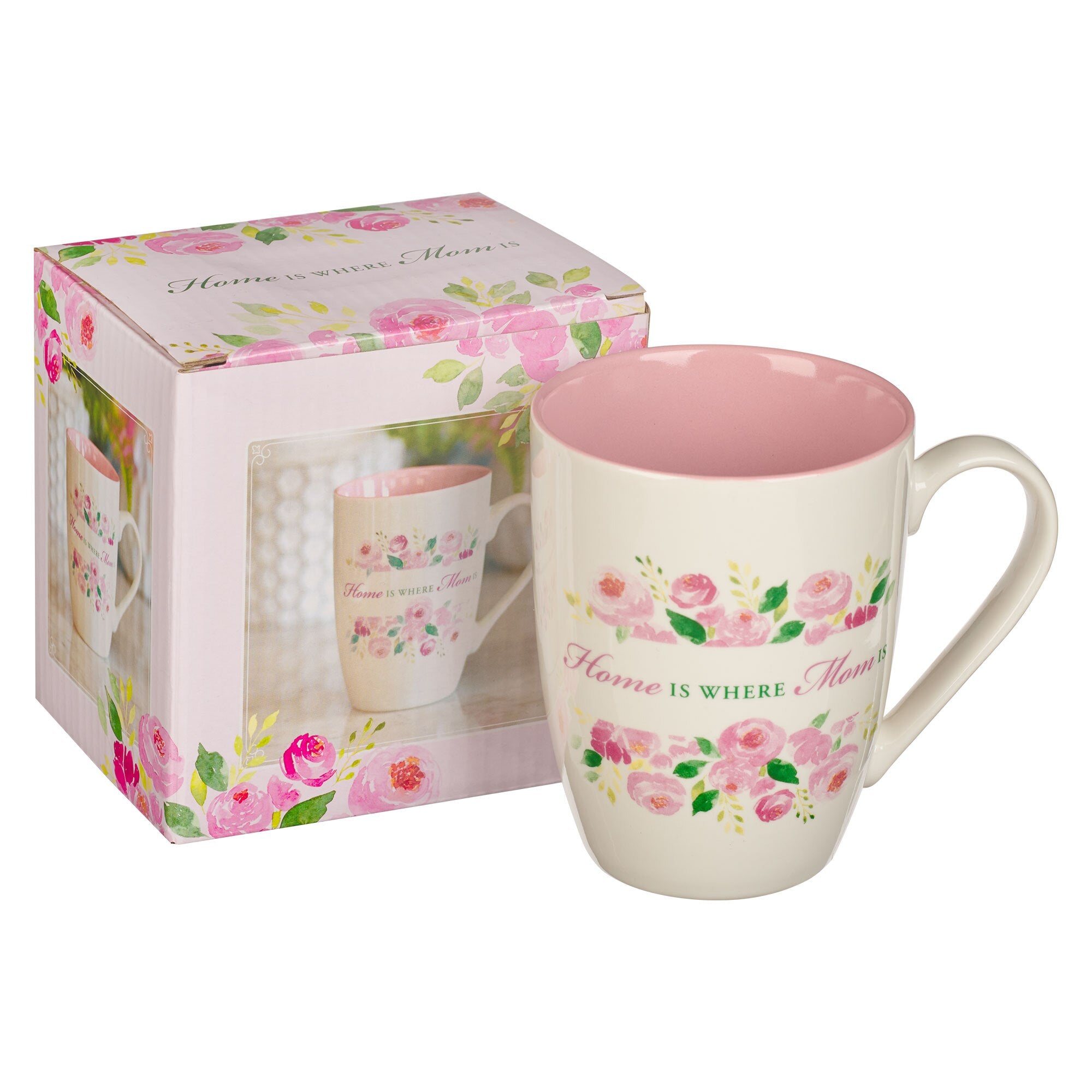 Home Is Where Mom Is Pink Peony Ceramic Coffee Mug