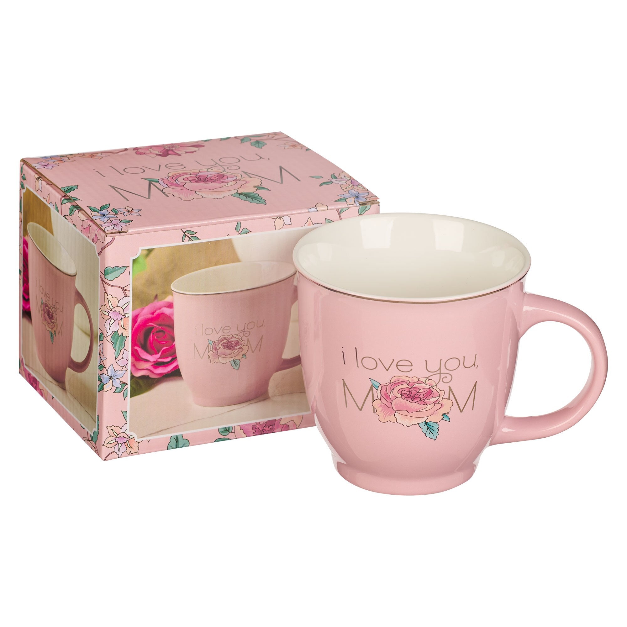 Petal Pink I Love You Mom Ceramic Mug - Proverbs 3:15