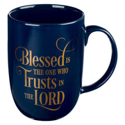 Blessed Is The One Navy Ceramic Coffee Mug - Jeremiah 17:7