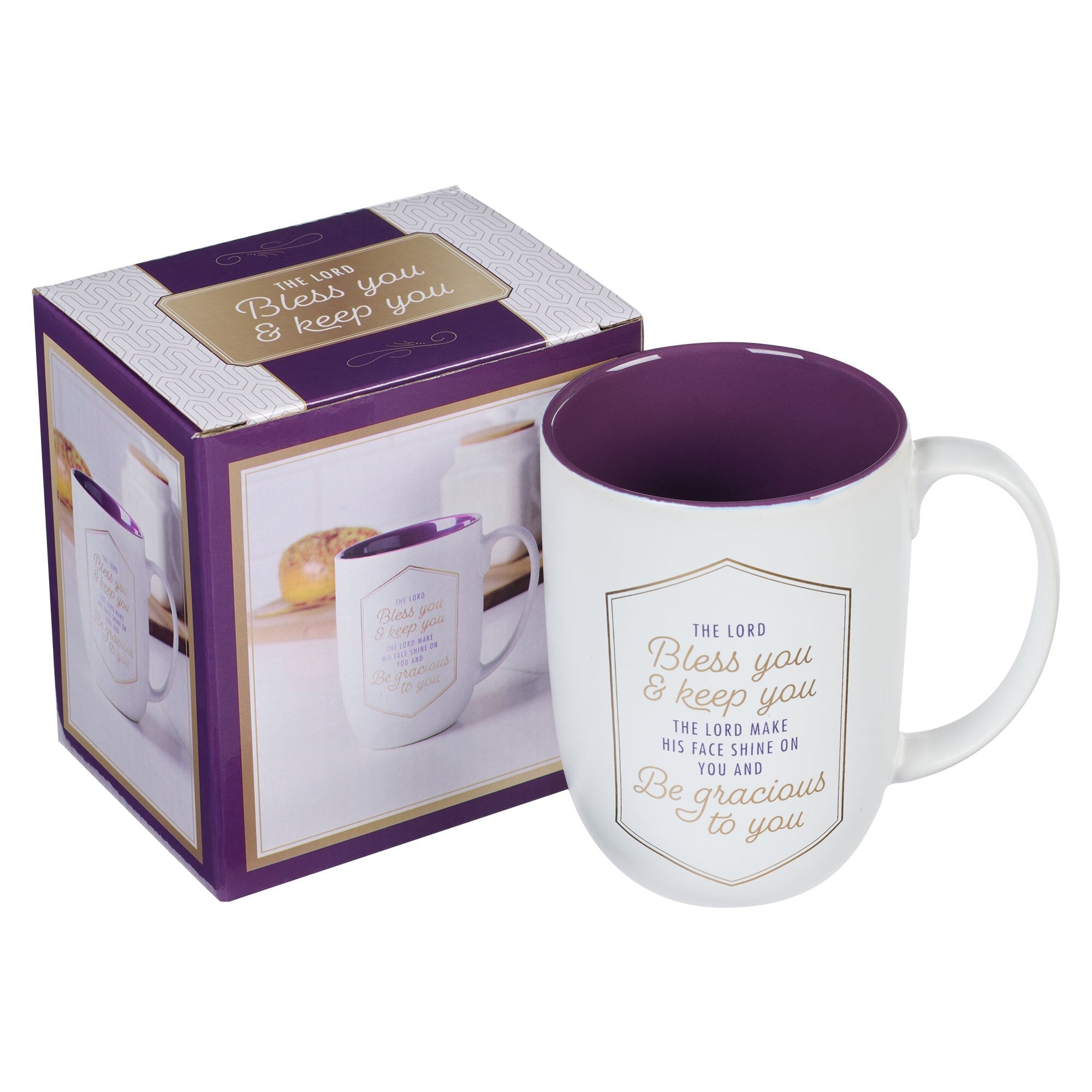Bless You and Keep You Purple Ceramic Coffee Mug - Numbers 6:24-26