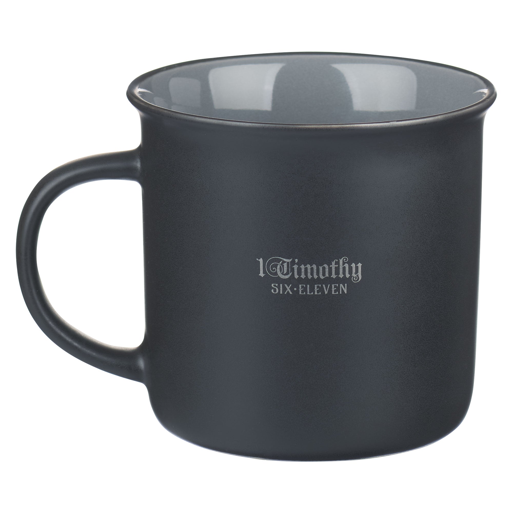 Charcoal Gray Man of God Ceramic Coffee Mug - 1 Timothy 6:11