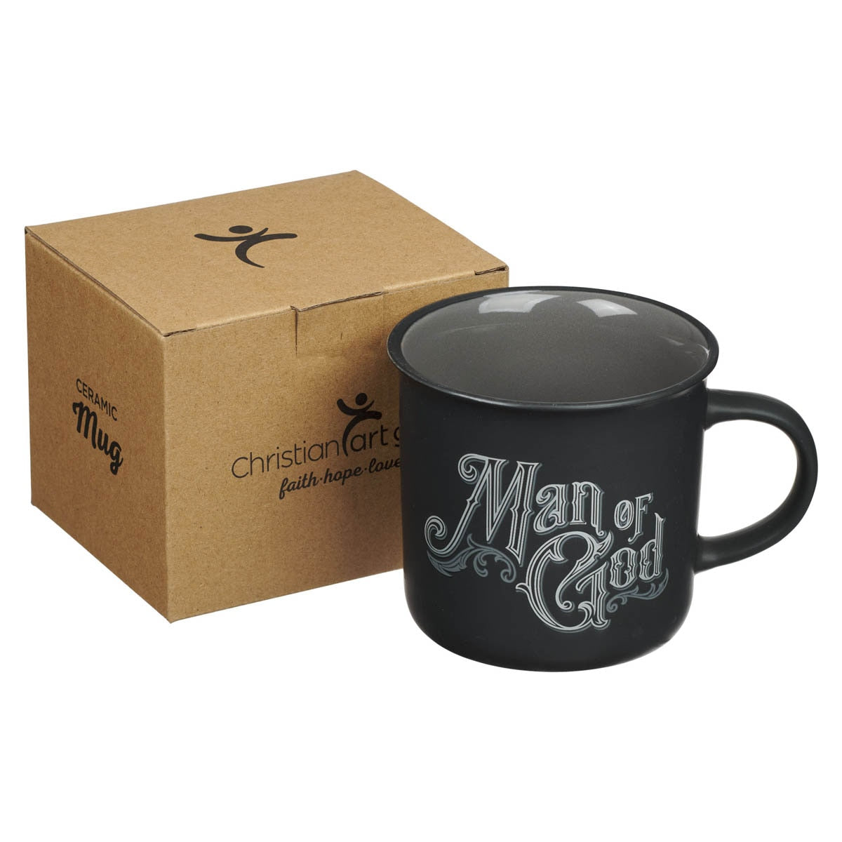 Charcoal Gray Man of God Ceramic Coffee Mug - 1 Timothy 6:11