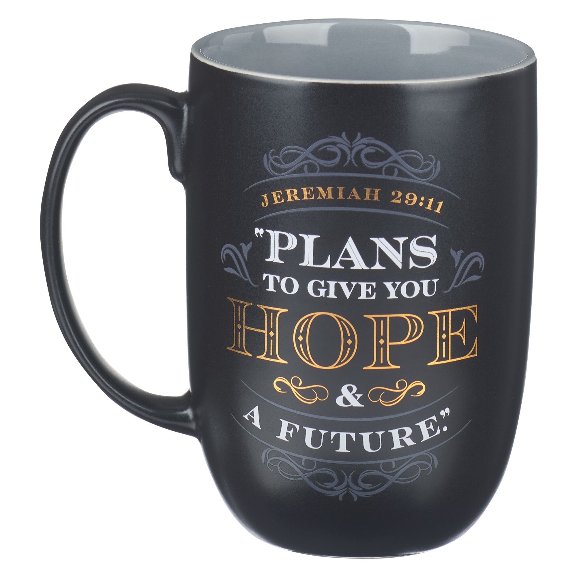 Plans for Hope and a Future Black Ceramic Coffee Mug - Jeremiah 29:11