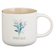 Thinking of You Cream Bouquet Ceramic Mug Set - Philippians 1:3-4