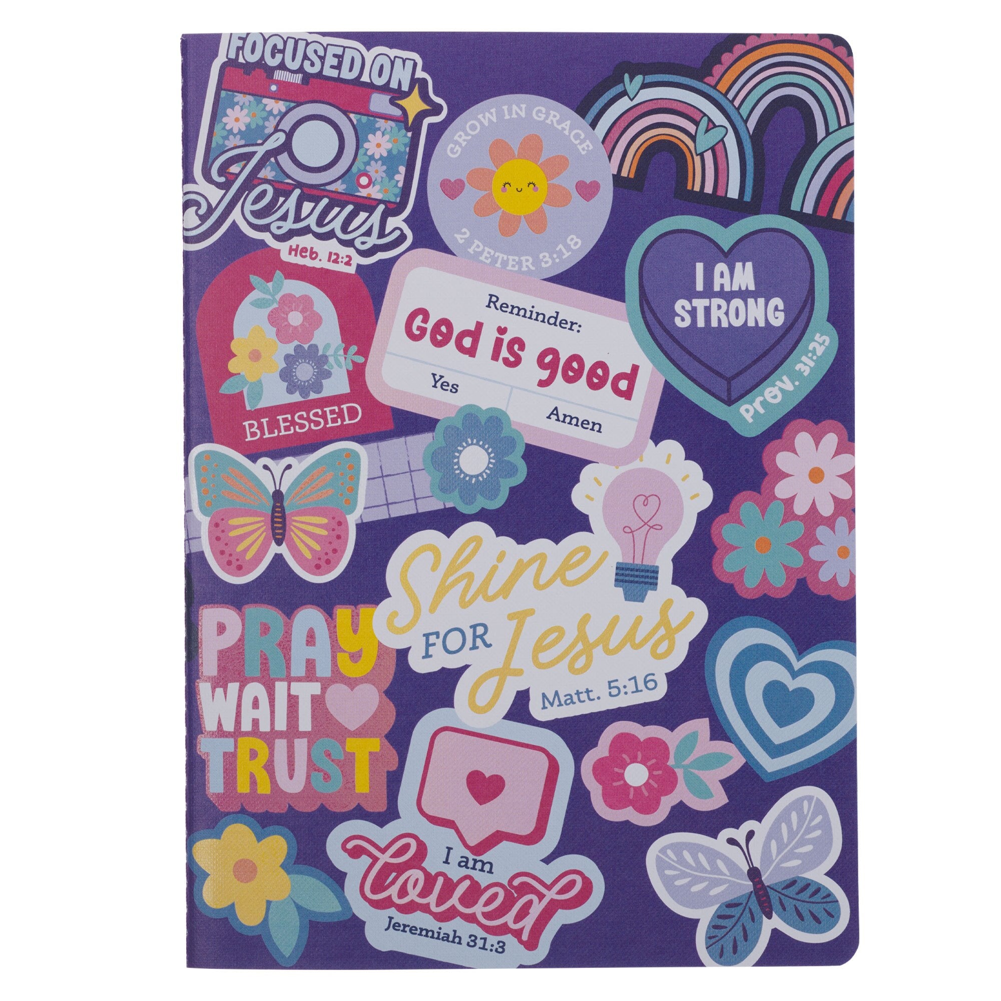 Shine for Jesus Purple Stickers Notebook -  Matthew 5:16