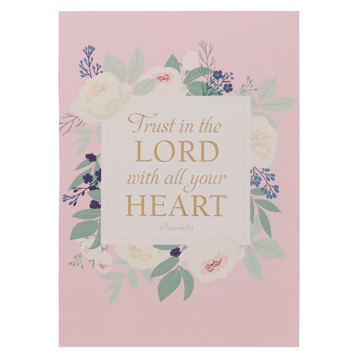 Trust in the Lord Pink Floral Medium Notebook - Proverbs 3:5