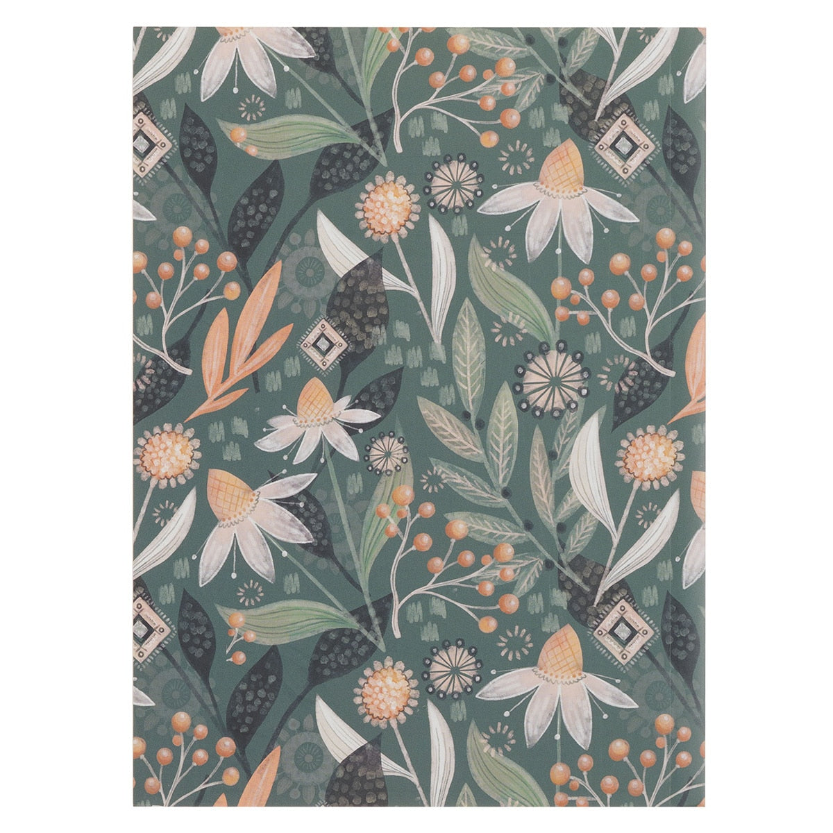 The Through Christ Green Floral Medium Notebook - Philippians 4:13