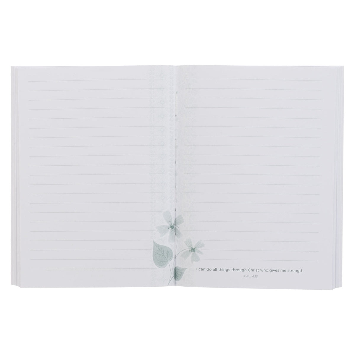 The Through Christ Green Floral Medium Notebook - Philippians 4:13