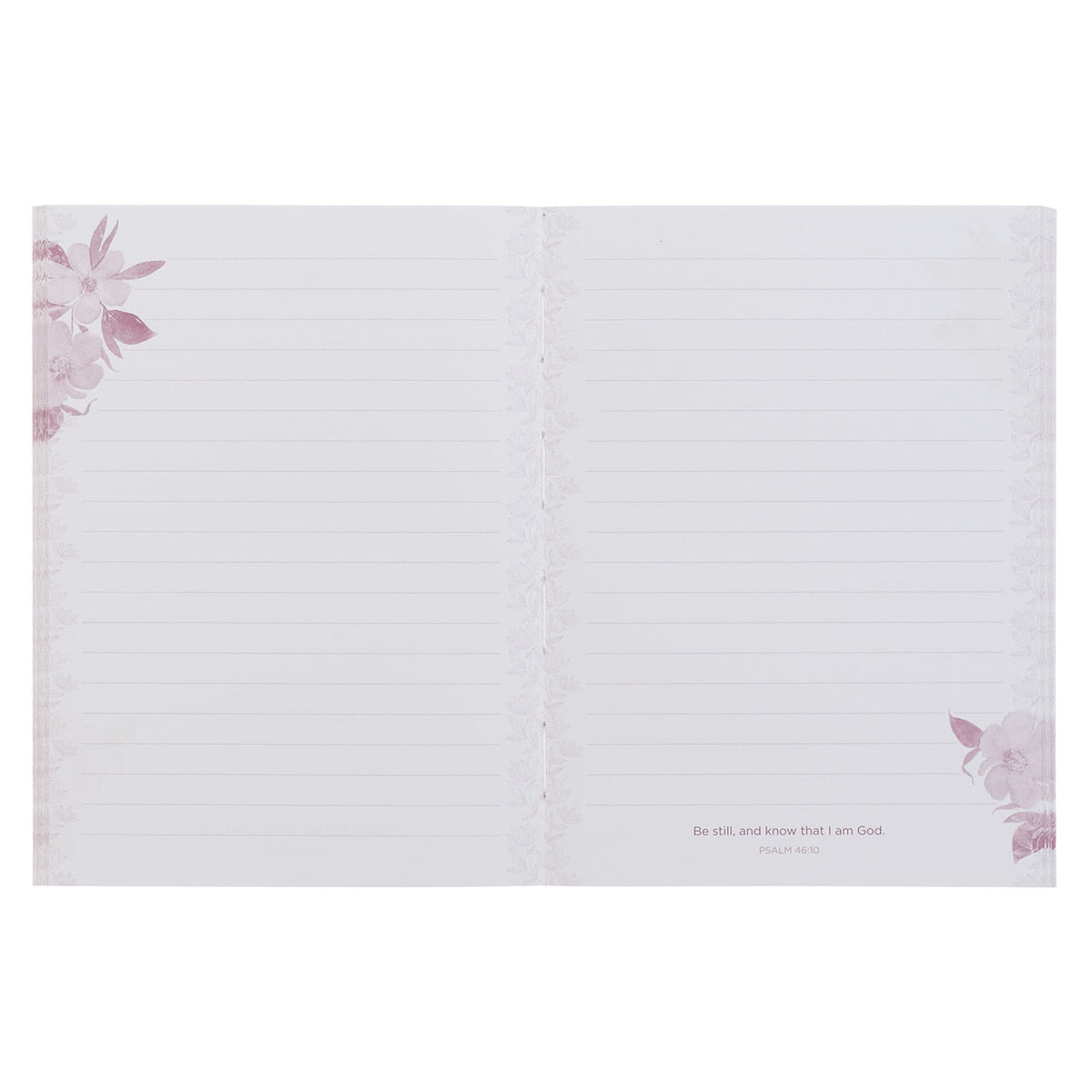 Be Still and Know Pink Floral Medium Notebook  - Psalm 46:10