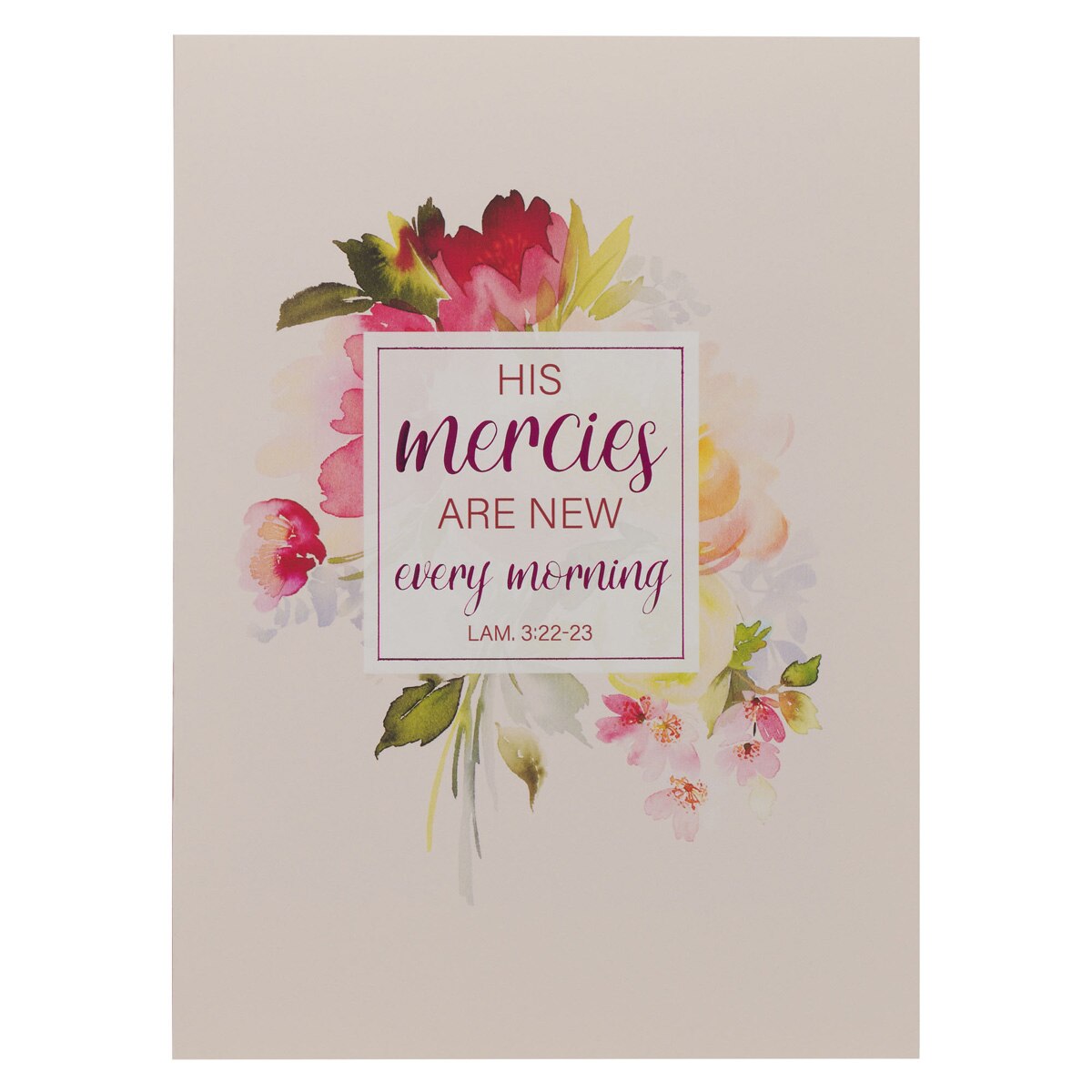 His Mercies Are New Every Morning Red Floral Medium Notebook - Lamentations 3:22–23