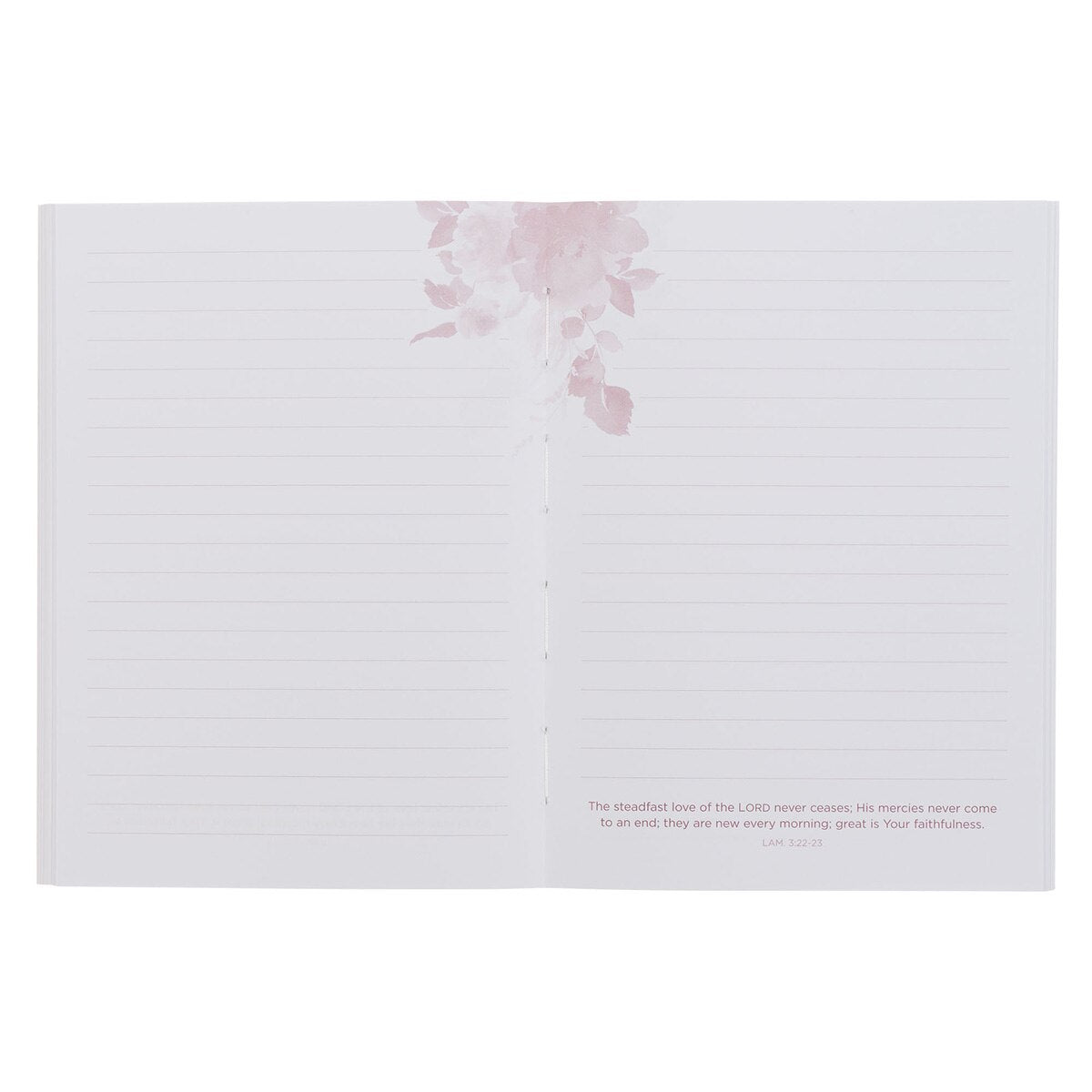 His Mercies Are New Every Morning Red Floral Medium Notebook - Lamentations 3:22–23
