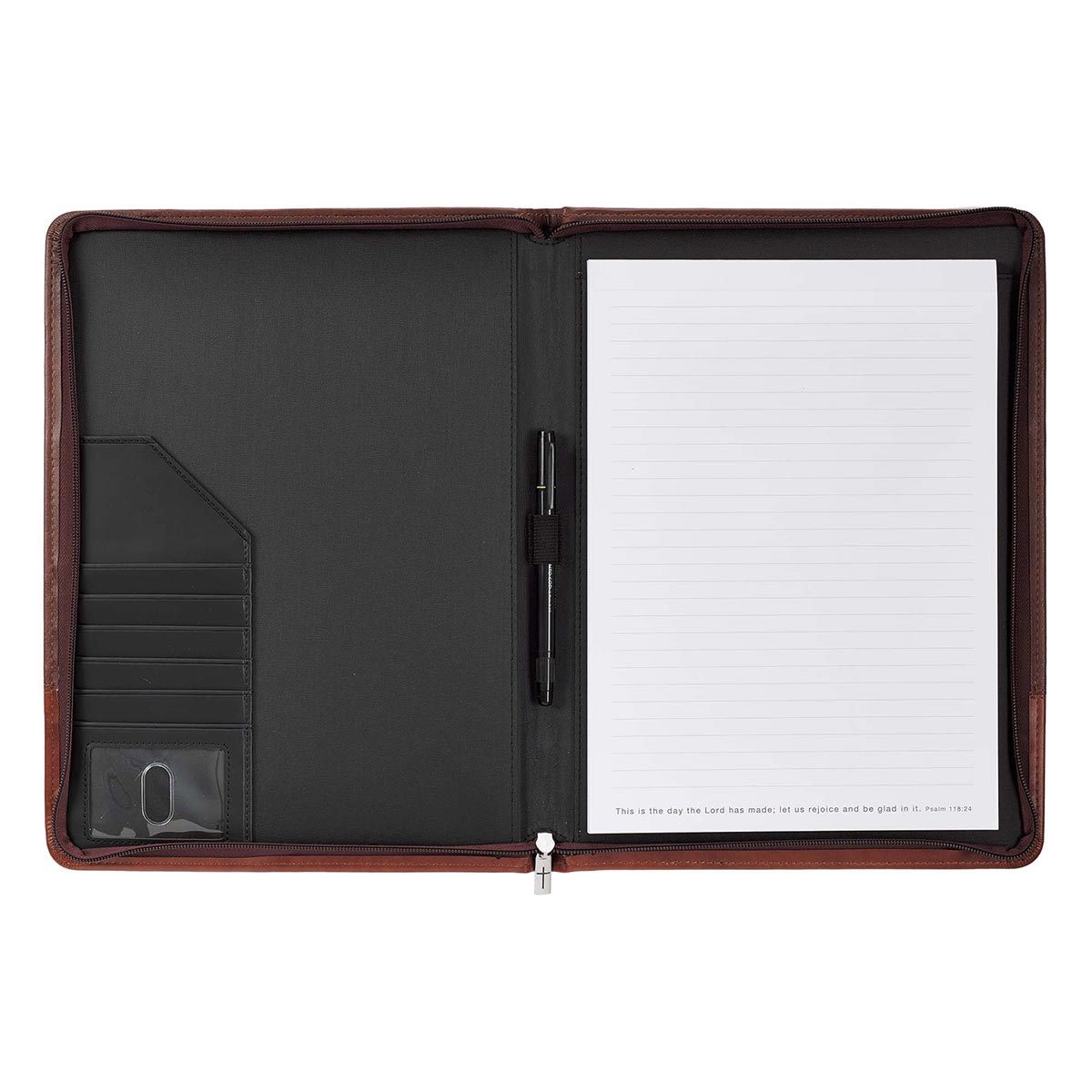 John 3:16 Cross Two-tone Brown Faux Leather Portfolio Folder