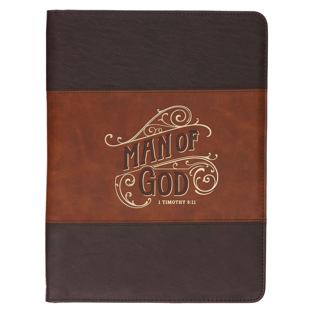 Man of God Honey-brown and Espresso Executive Padfolio - 1 Timothy 6:11