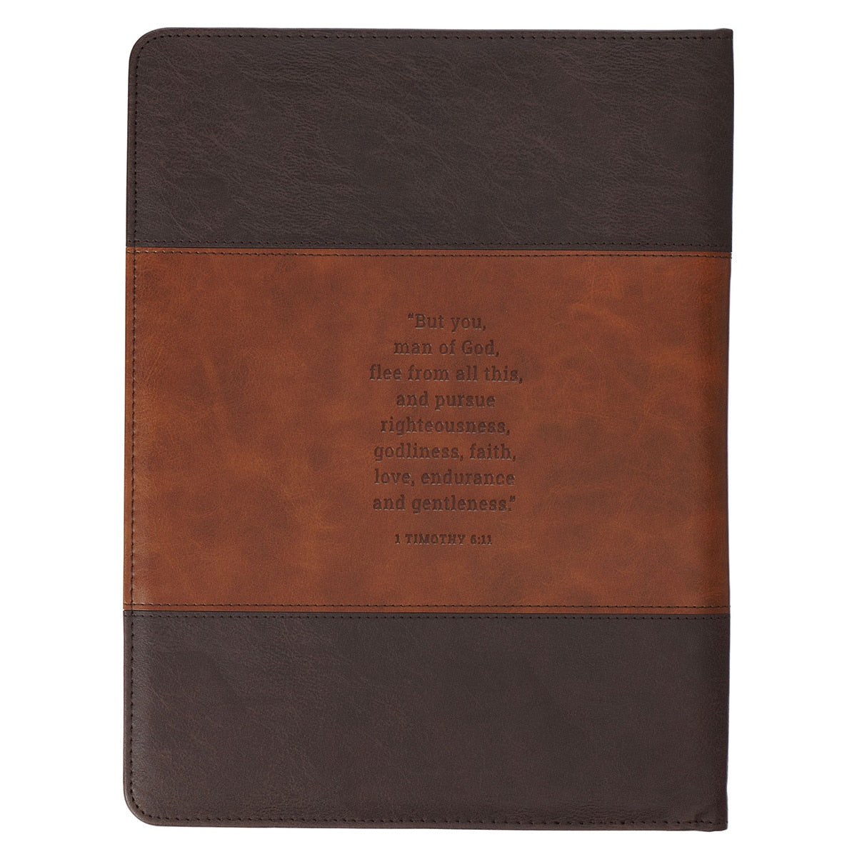 Man of God Honey-brown and Espresso Executive Padfolio - 1 Timothy 6:11