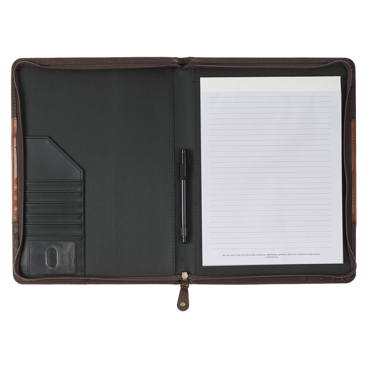 Man of God Honey-brown and Espresso Executive Padfolio - 1 Timothy 6:11