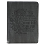 Be Strong and Courageous Gray Faux Leather Executive Padfolio - Joshua 1:9