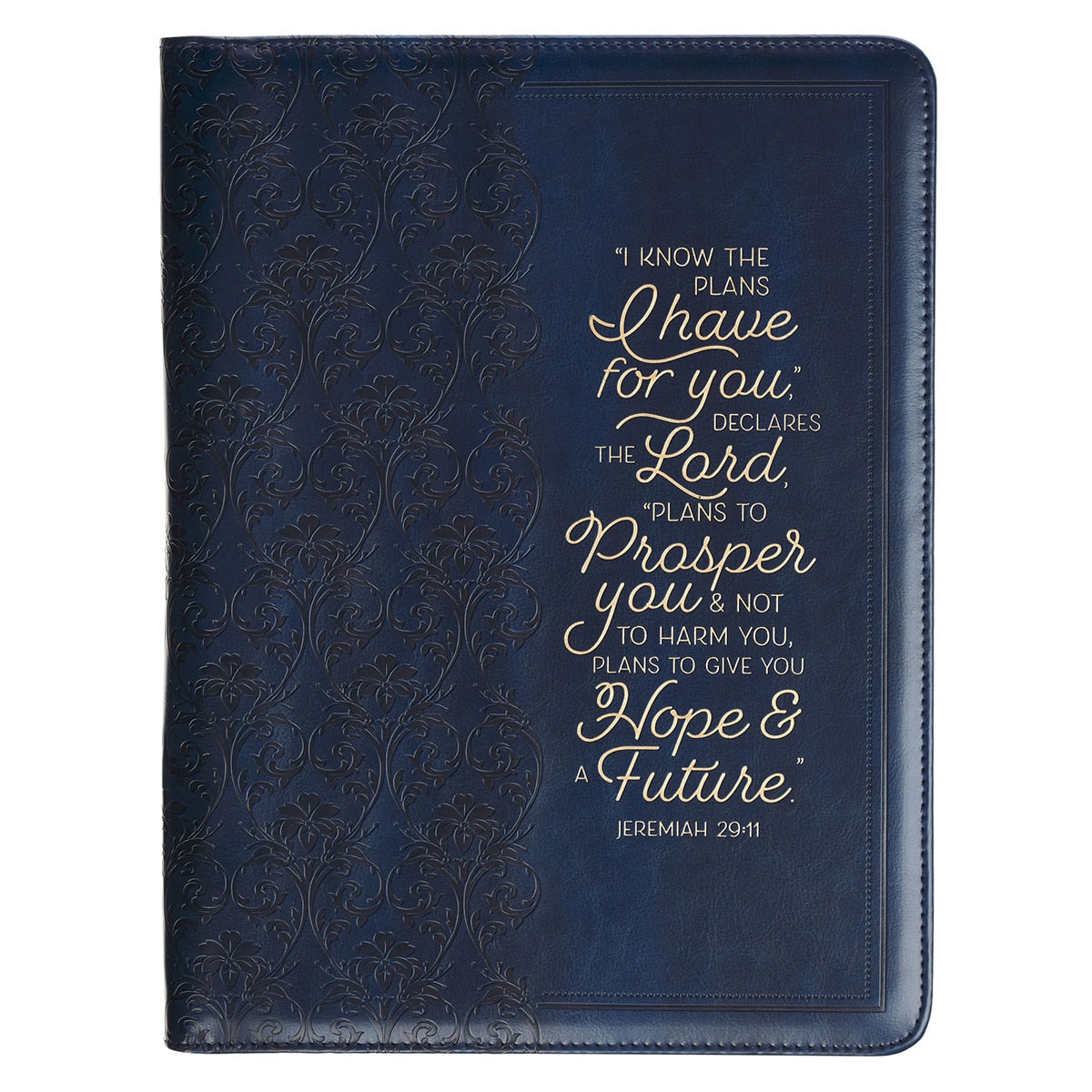 I Know the Plans Flowering Trellis Navy Blue Faux Leather Executive Padfolio - Jeremiah 29:11