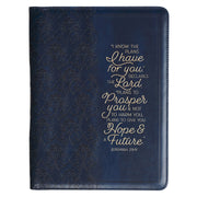 I Know the Plans Flowering Trellis Navy Blue Faux Leather Executive Padfolio - Jeremiah 29:11