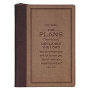 The Plans Cocoa Brown and Taupe Faux Leather Executive Padfolio - Jeremiah 29:11