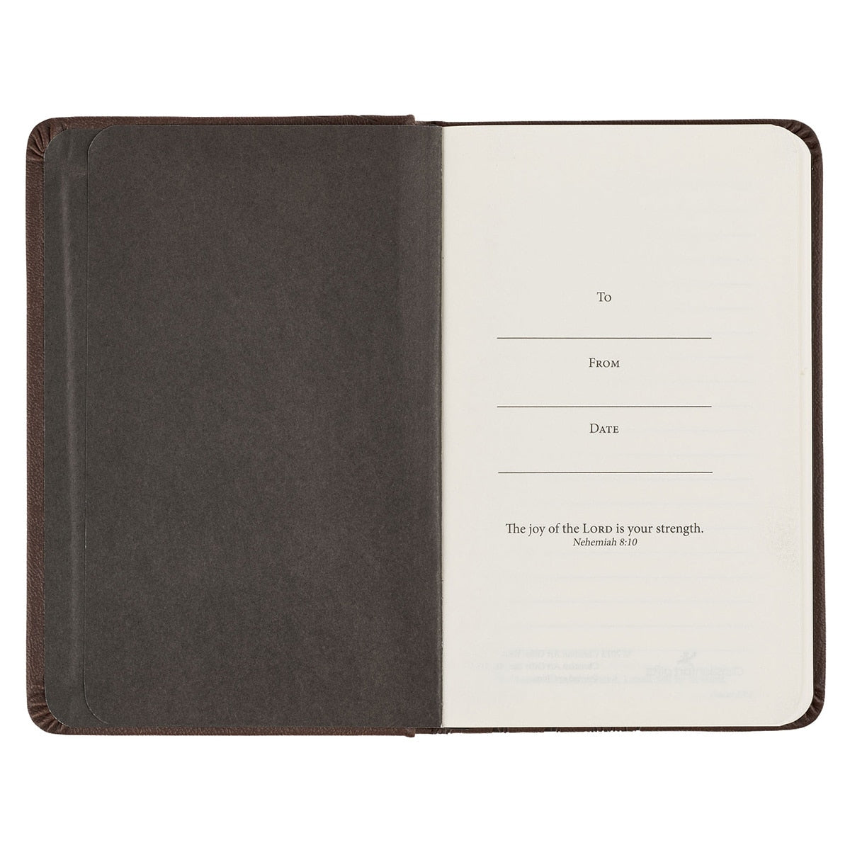 Strength and Defense Lion Walnut-Brown Faux Leather Hardcover Notebook with Elastic Band Closure  - Exodus 15:2