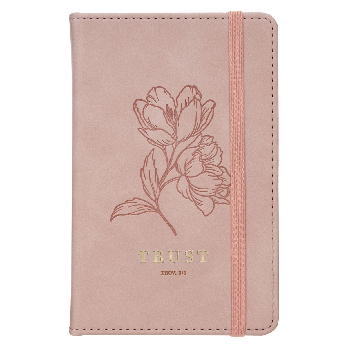 Trust Mottled Blush Faux Leather Hardcover Notebook with Elastic Band Closure - Proverbs 3:5