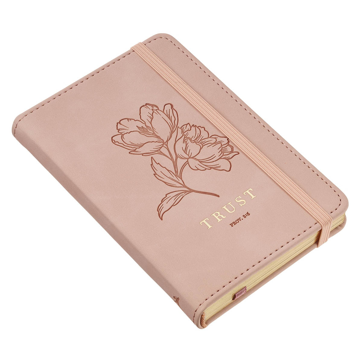 Trust Mottled Blush Faux Leather Hardcover Notebook with Elastic Band Closure - Proverbs 3:5